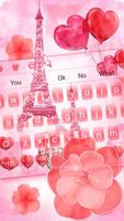 Red Love Eiffel Tower Theme ポスター