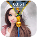 Cute Doll Zipper Lock Screen APK