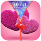 Fluffy Hearts Zipper Lock Screen simgesi