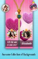 Fluffy Hearts Zipper Lock Screen 포스터