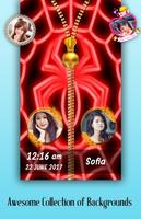 Neon Red Zipper Lock Screen پوسٹر
