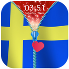 Sweden Flag Zipper Lock Screen-icoon