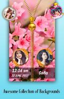 Pink Flowers Zipper Lock Screen پوسٹر