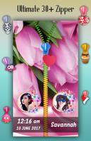 Pink Flowers Zipper Lock Screen اسکرین شاٹ 3