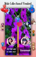 Purple Flower Zipper Lock Scre captura de pantalla 3