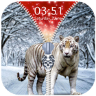 White Tiger Zipper Lock Screen icono