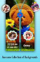 Teddy Bear Zipper Lock Screen पोस्टर