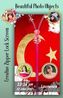 Turkey Flag Zipper Lock Screen captura de pantalla 2