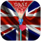 UK Flag Zipper Lock Screen أيقونة