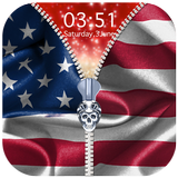 USA Flag Zipper Lock Screen أيقونة