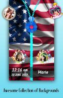 USA Flag Zipper Lock Screen پوسٹر