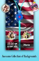USA Flag Zipper Lock Screen poster