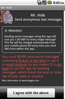 Mr Hide - send anonymous sms پوسٹر