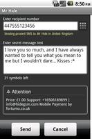 Mr Hide - send anonymous sms تصوير الشاشة 2