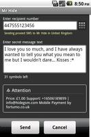 Mr Hide - send anonymous sms Screenshot 2