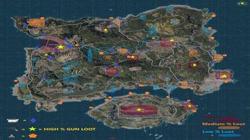 PUBG Island Map of ERANGEL Loot Locations Affiche