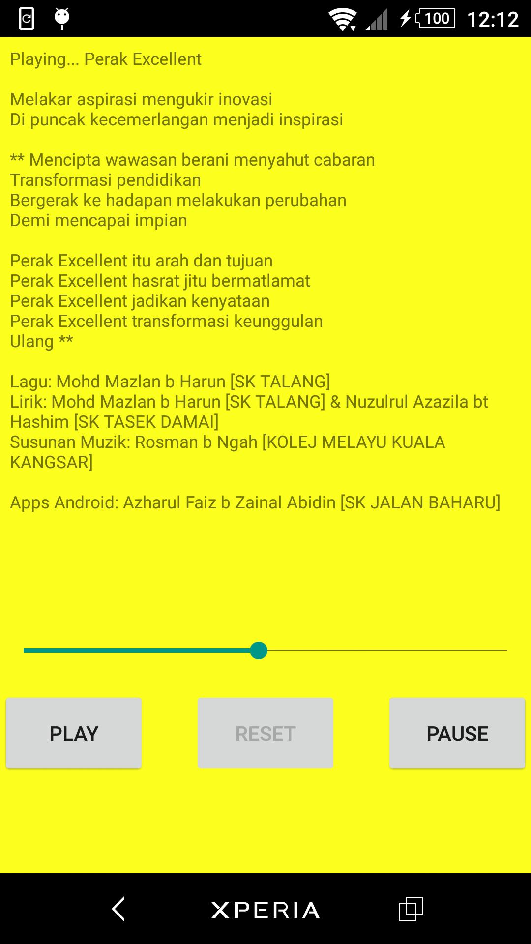 Tajuk lagu negeri perak