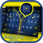 Fashion Jeans Zipper Theme&Emoji Keyboard آئیکن