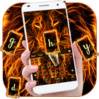 fire lion keyboard flaming beast lightning آئیکن