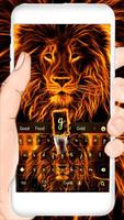 fire lion keyboard flaming beast lightning poster