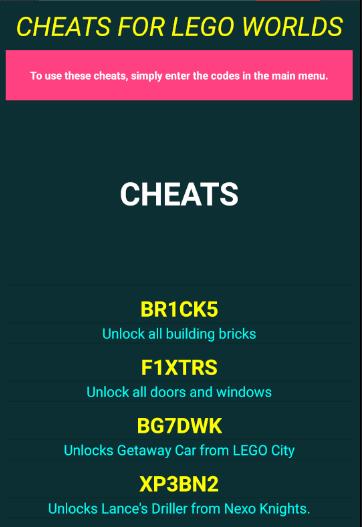 Cheats and Tips Lego Worlds for Android - APK Download