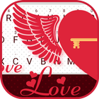 Flying Heart Left Theme&Emoji Keyboard Zeichen