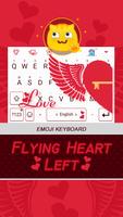 Flying Heart Left Theme&Emoji Keyboard постер