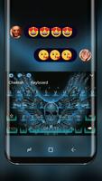 Flying Blue Skull Keyboard poster
