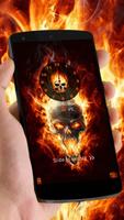 Flame theme burn fire skull poster