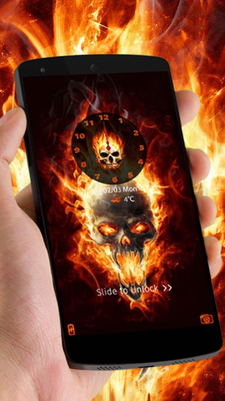 Flame Theme Burn Fire Skull For Android Apk Download - human torch flame on roblox
