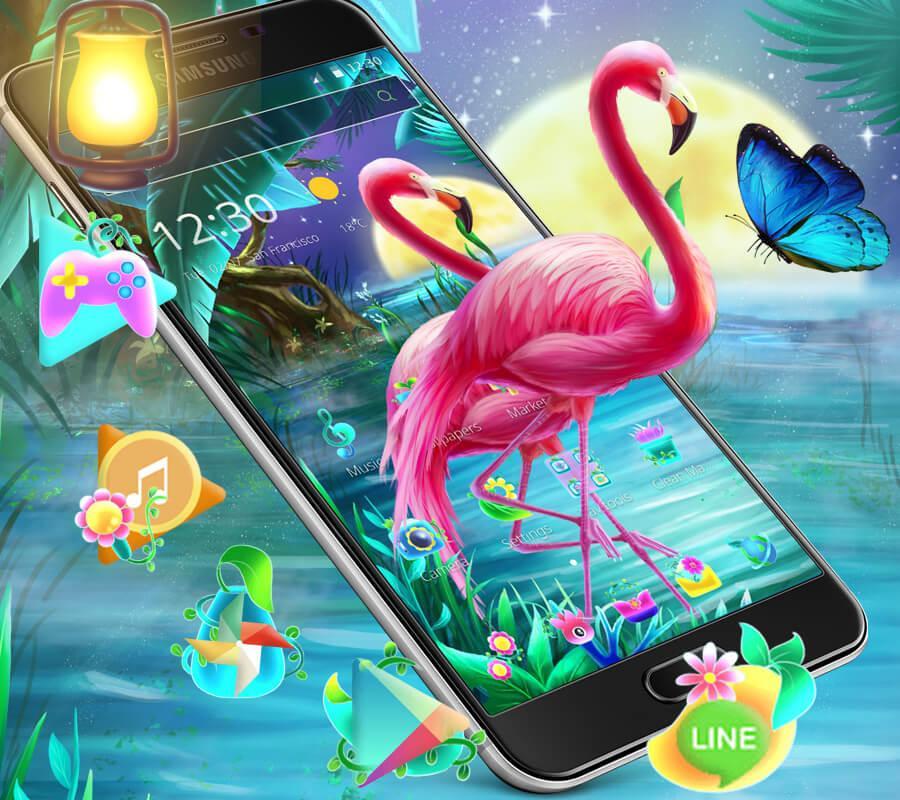 Android 用の ピンクフラミンゴテーマ ロック画面 Apk をダウンロード