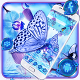 Blue Flower Butterfly Theme icône