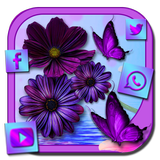 Purple Charming Flower Rose Theme icône