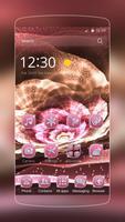 flower pink gold theme پوسٹر