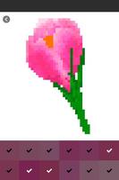 Flowers Color by Number,Pixel Art, Draw Flowers Affiche