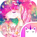 Thème de clavier Emoji de fleur Licorne Galaxy APK