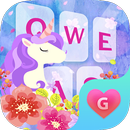 Çiçek Unicorn Galaxy Kız Klavye Tema APK