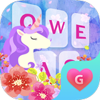 Flower Unicorn Galaxy Keyboard Theme for Girls आइकन