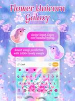 Flower Unicorn Galaxy Keyboard Theme para meninas Cartaz
