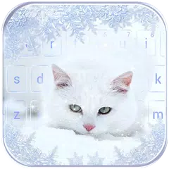 White Snow Cat Keyboard Theme APK 下載