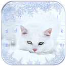 White Snow Cat Keyboard Theme APK