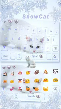 White Snow Cat Keyboard Theme