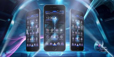 Blue Tech Neon Theme syot layar 3