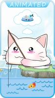 Live Kawaii Neko Keyboard - Lazy Fishing Cat imagem de tela 1