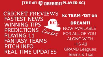 dream11 ipl fantasy cricket & Kc Dream11 team news Poster