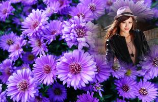 Purple Flowers Photo Frames Poster