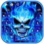 Blue Fire Flaming Skull Keyboard icône