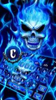 Blue Fire Flaming Skull Keyboard capture d'écran 1