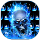 Clavier squelette flamme bleue icône