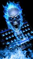 Clavier squelette flamme bleue Affiche